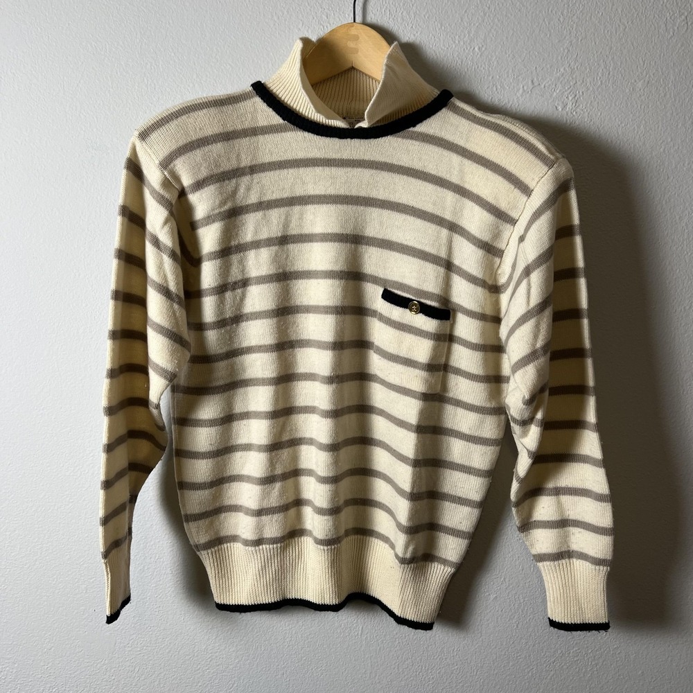 Vintage Liz Claiborne Sweater Womens Small Striped Merino‎ Wool Pullover 90s
